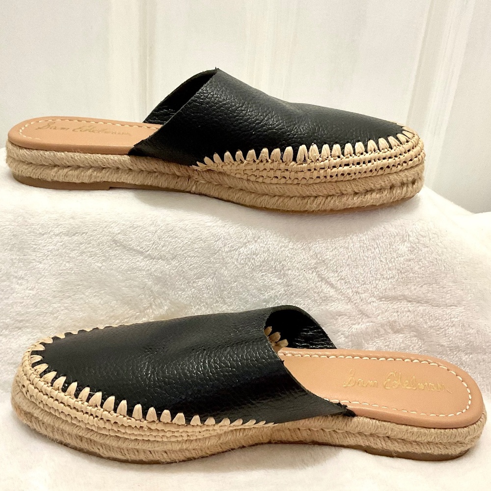 Sam Edelman Black Austin Espadrille Closed Toe Sandal Tumbled Leather 7.5M - Picture 2 of 14